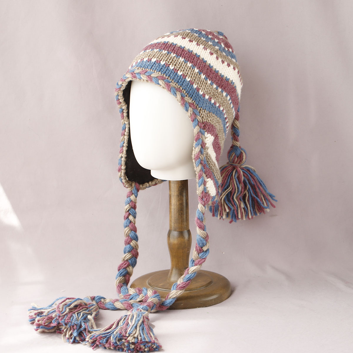 Winter Trapper Hat - Topi rajutan wol tebal musim dingin