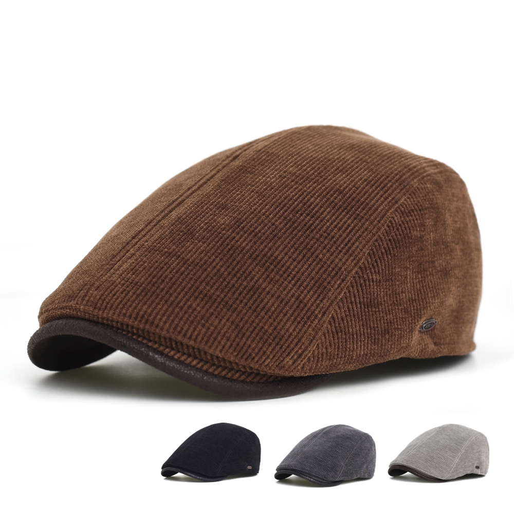 Dad Hat Cotton - Topi Newsboy Pria Musim Dingin Tebal
