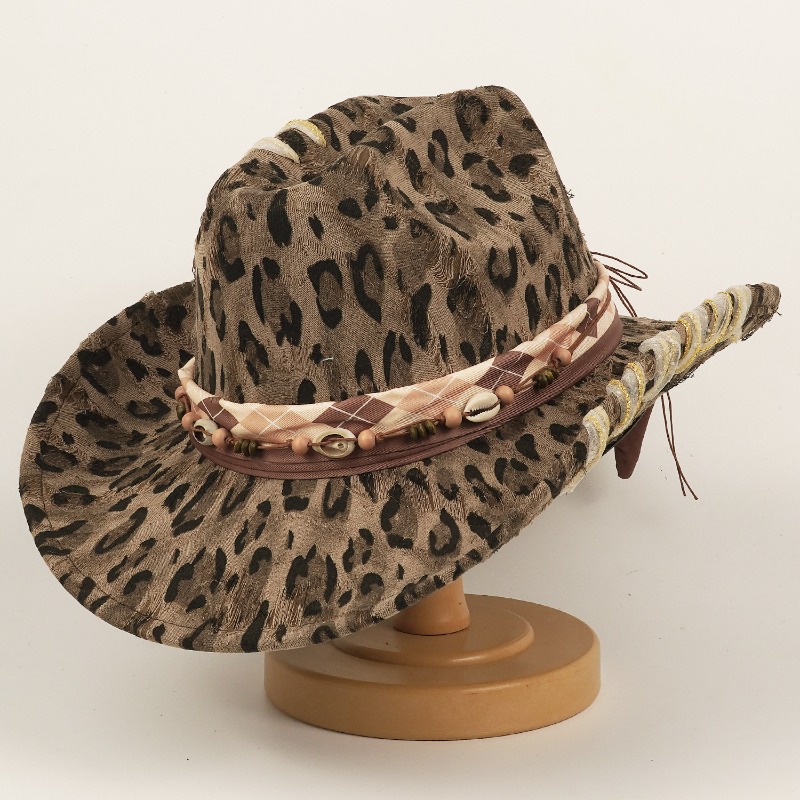 Topi Koboi Barat Motif Leopard - Cowboy Hat Straw ulasan dan harga